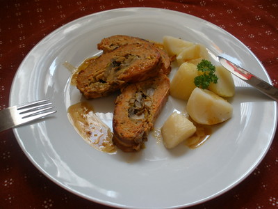 Faschierter Braten mit Champignon - Lauchfülle Rezept