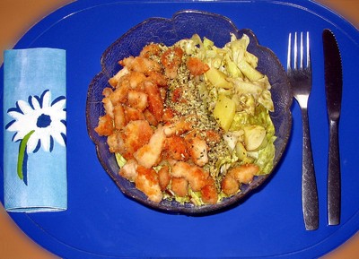 Kartoffelsalat mit knusprigem Putenfilet Rezept