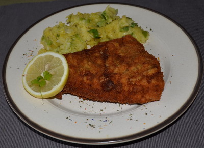 Gebackener Karpfen mit Kartoffel-Lauch-Gemüse Rezept