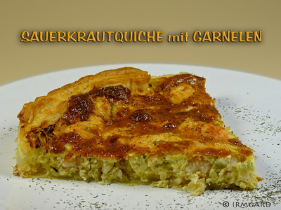 Sauerkrautquiche mit Garnelen Rezept