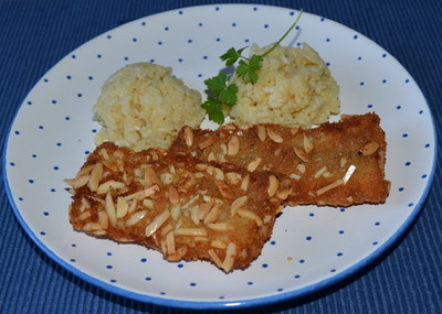 Fischfilet im Mandelmantel mit Orangenrisotto Rezept