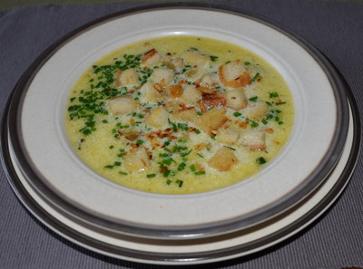 Knoblauchrahmsuppe mit Croutous Rezept