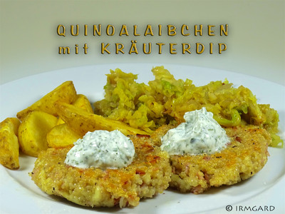 Rezept Quinoalaibchen mit Kräuterdip Quinoalaibchen mit Kräuterdip Rezept
