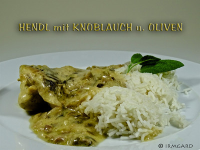 Hendl mit Knoblauch und Oliven Rezept