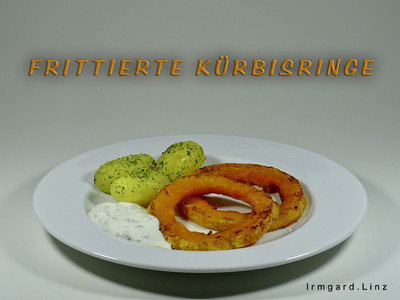 Frittierte Kürbisringe mit Knoblauchdip Rezept