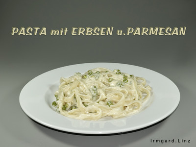 Pasta mit Erbsen und Parmesan Rezept