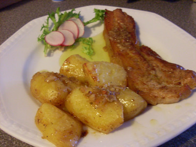 Gebratenes Bauchfleisch mit Erdäpfel Rezept