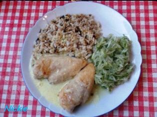 Hähnchenbrustfilet mit Zitrus-Vanille-Soße,Reis-Korn Mischung und Blitz-Gurkensalat Rezept