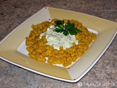 Kürbisspätzle mit Käsesosse Rezept