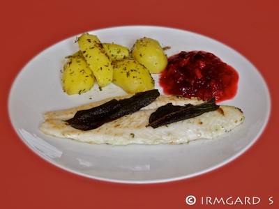 Pangasiusfilet  mit frittierten Salbeiblättern Rezept