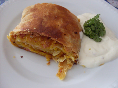 Kürbisstrudel mit Knoblauchsauce Rezept