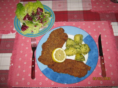 Gebackene Leber mit Petersilerdäpfeln &amp; Salat Rezept