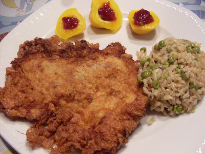 Pariser Schnitzel mit Erbsenreis Rezept