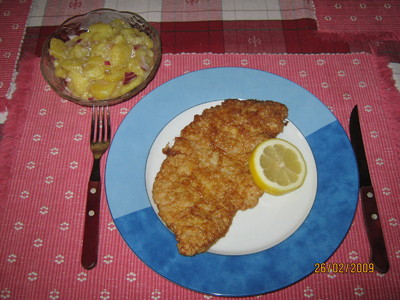 Pariserschnitzel &amp; Erdäpfelsalat Rezept