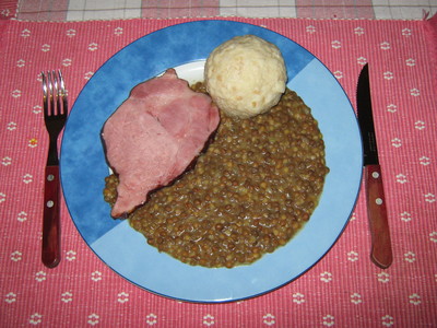 Selchschopf mit Linsen &amp; Semmelknödel Rezept