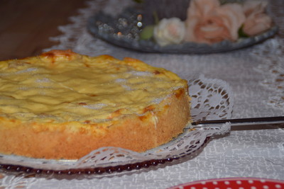 Apfelkuchen mit Sahnepudding Rezept