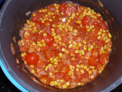 Mais-Chili mit Tomaten und Pfeffer Rezept