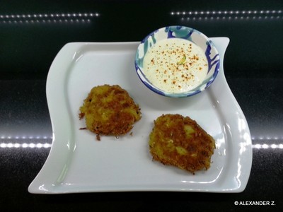 Kartoffel-Zucchini-Laibchen mit Knoblauchdip Rezept