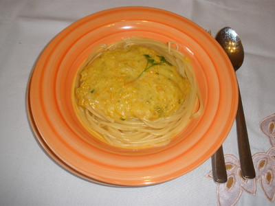 Spaghetti mit Kürbissoße  Rezept