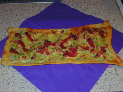 Flammkuchen mit Speck und Lauch Rezept