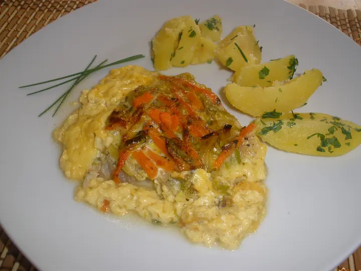 Fisch - Gemüse - Pfanne aus dem Ofen