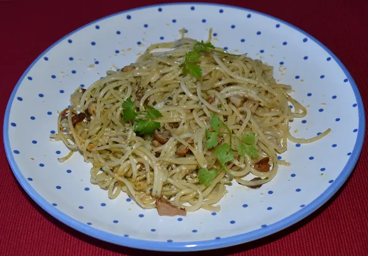 Gebratene Schwammerl mit Spaghetti 