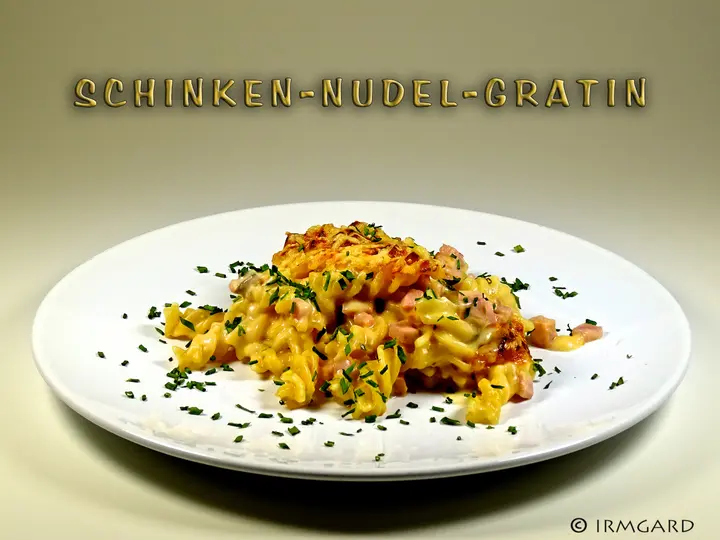 Schinken-Nudel-Gratin