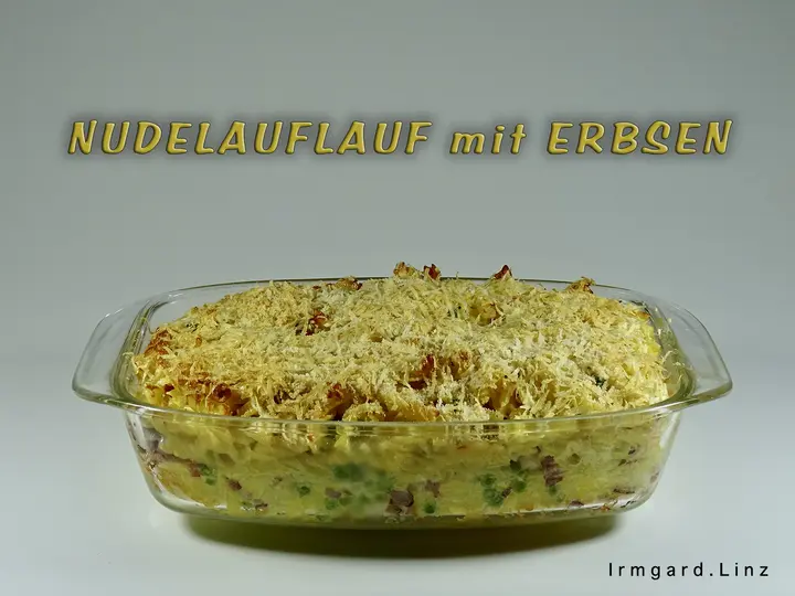 Nudelauflauf mit Erbsen