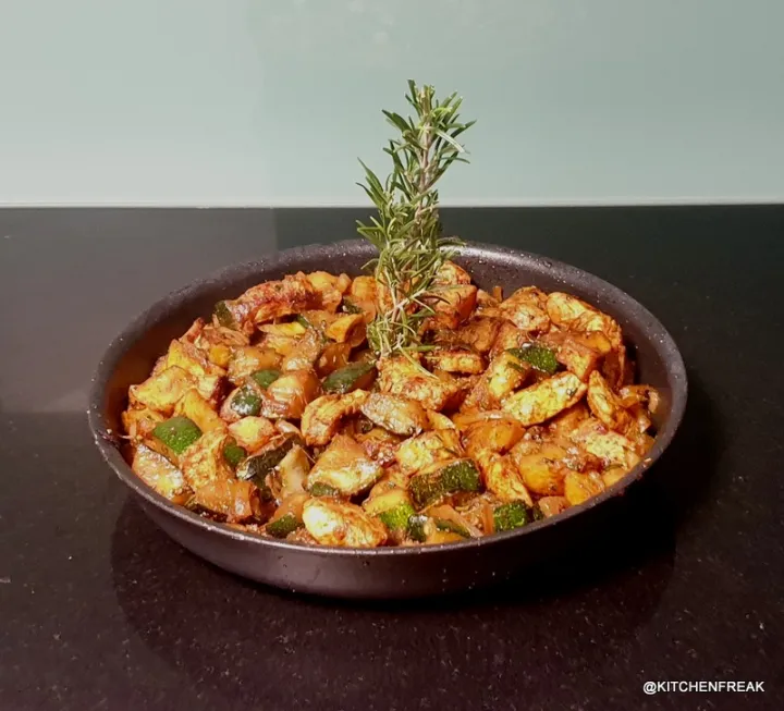 Puten Zucchini Pfanne mit Kartoffeln