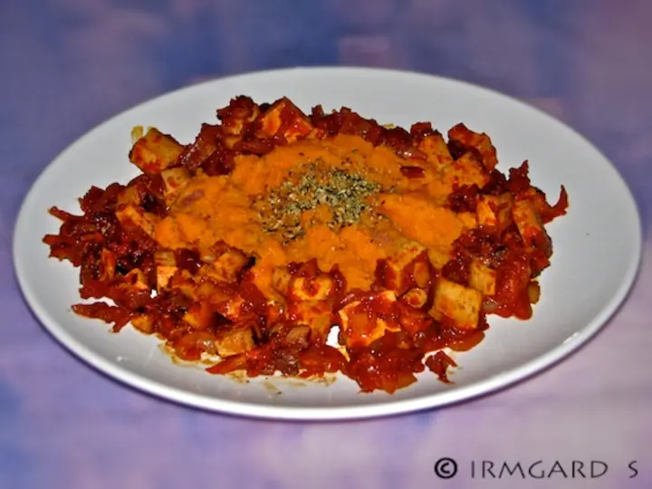 Tofu mit Süßkartoffelpüree