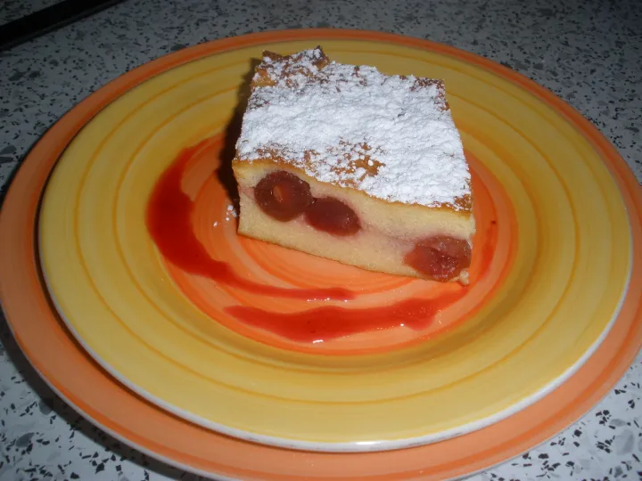 Topfen - Grieß - Auflauf mit Kirschen 