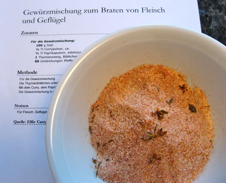 Gewürzmischung zum Braten von Fleisch und Geflügel
