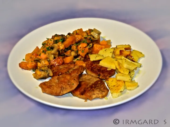 Kürbisgemüse mit Sojaschnitzel