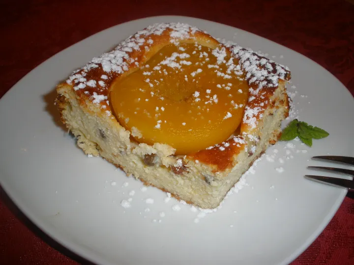 Kokos - Topfenauflauf mit Pfirsich