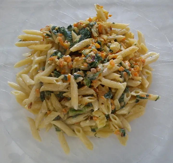 Penne mit Blattspinat