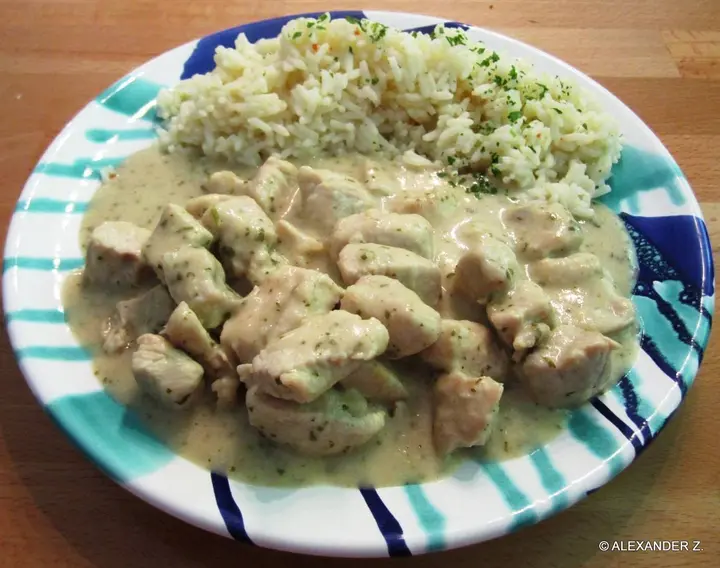 Putenragout mit Petersilie