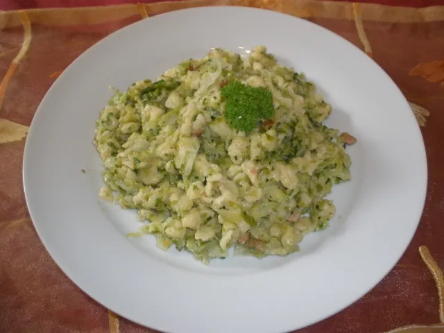Krautspätzle mit Speck