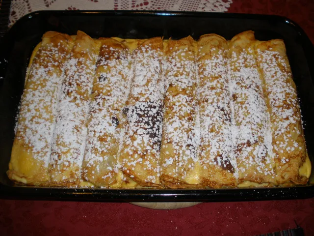 Überbackene Topfenpalatschinken 