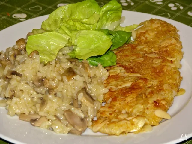 Mandelfisch mit Champignonrisotto
