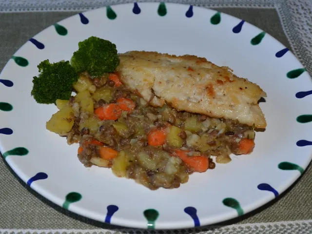 Fischfilet auf Linsen