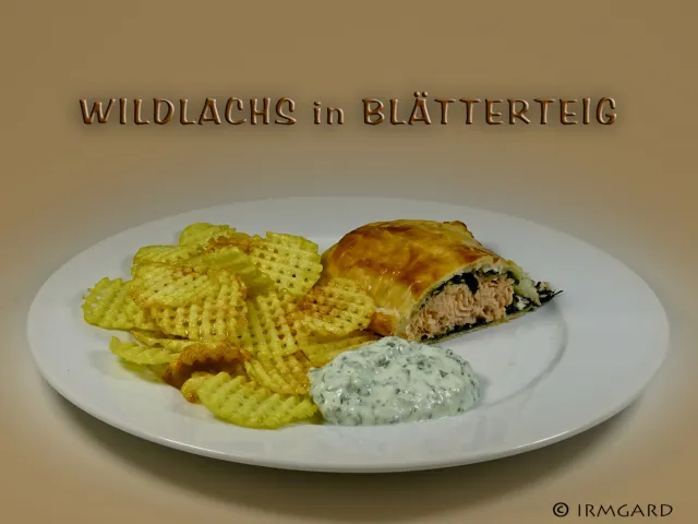 Wildlachs in Blätterteig