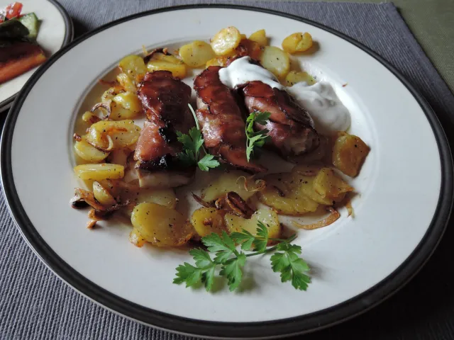 Kabeljau im Speckmantel