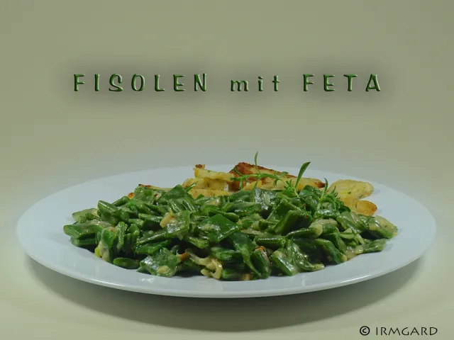 Fisolen mit Feta