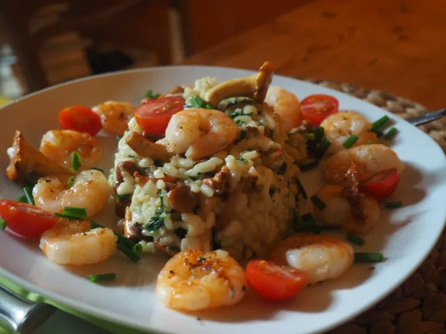 Pfifferlingrisotto mit King Prawns
