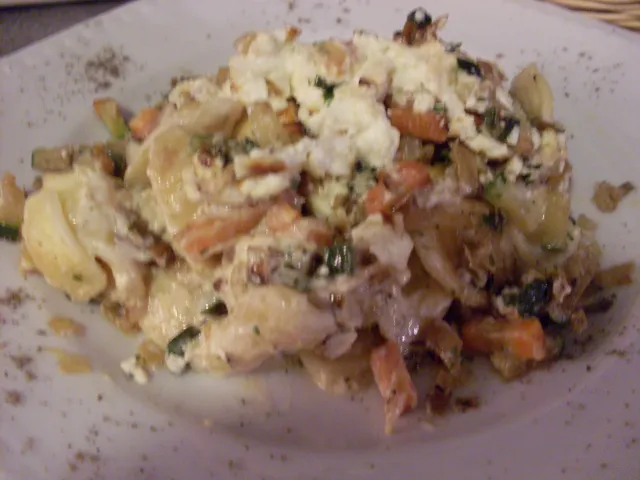 Gemüse - Nudelauflauf mit Schafskäse