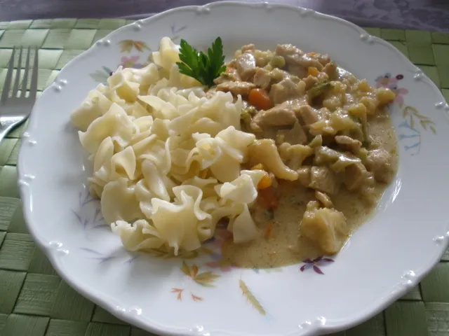 Putenragout mit Nudeln