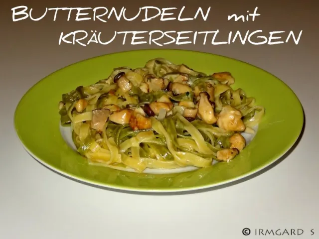 Butternudeln mit Minikräuterseitlingen