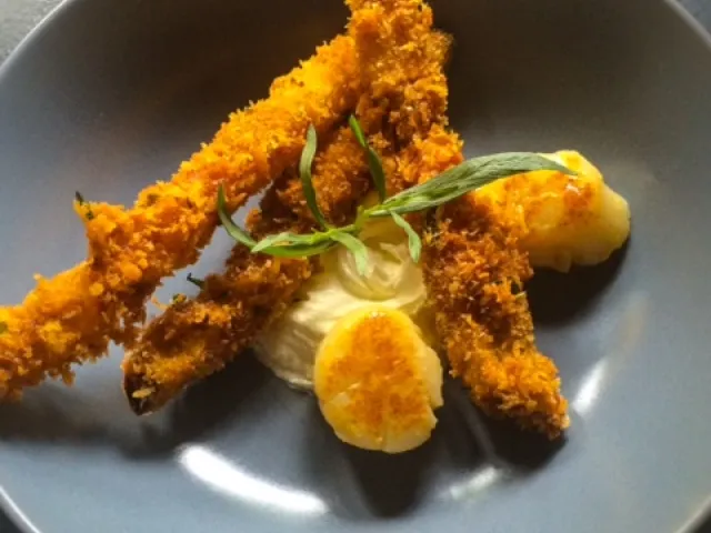 Gebackener Spargel mit Limettendip