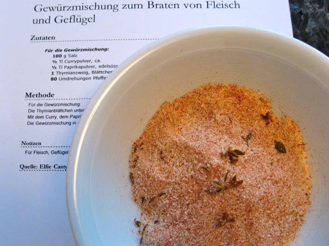 Gewürzmischung zum Braten von Fleisch und Geflügel