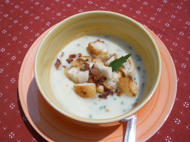 Kohlrabicreme - Suppe mit Croutons
